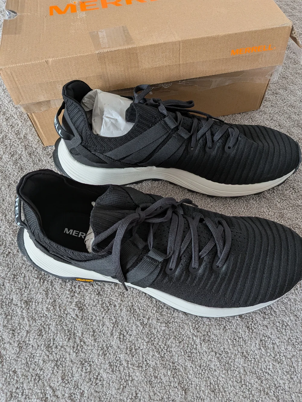 Merrell Men's Embark Black Knit Athletic Sneakers NWT Size 12W